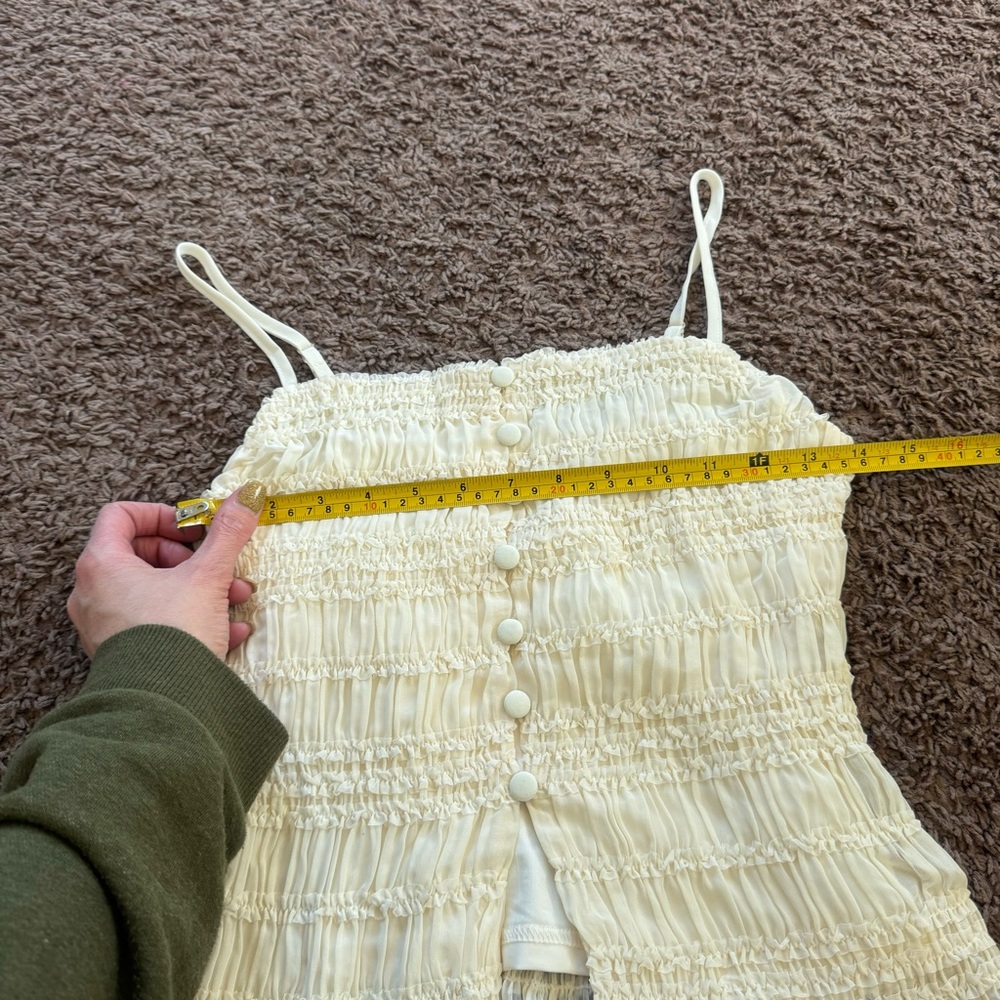 Cider Cream Square Neck Ruched Shirred Split Hem Cami XS NEW - Picture 10 of 11